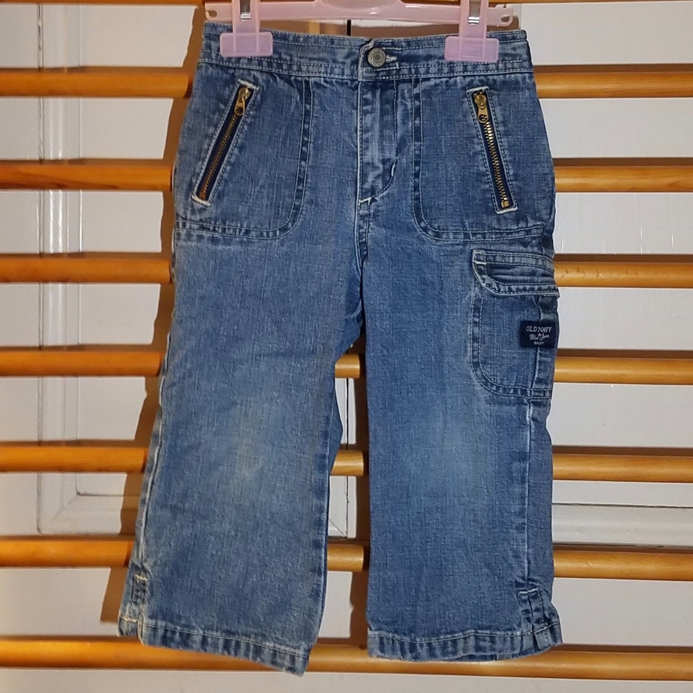 Old Navy Blue Jeans 4t Cargo Crop Denim Capris 4